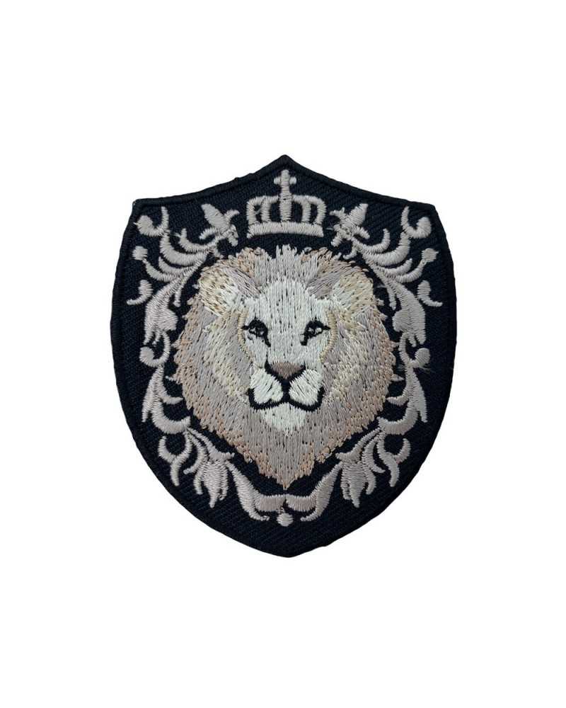 Aufnäher mit schwarzer Löwenkrone zum Aufbügeln, 7 x 6 cm