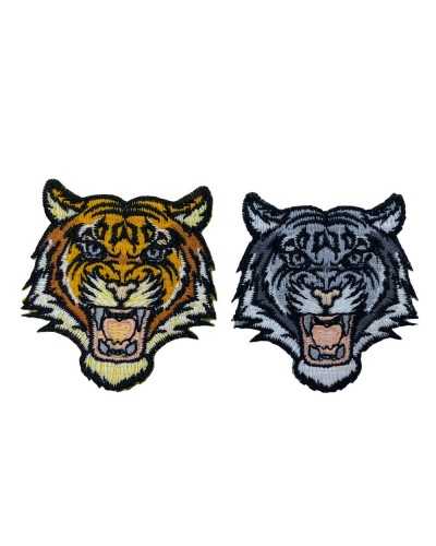 Application Patch Iron-on Patch Tiger Head Embroidery 9x10 Cm