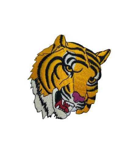 Iron-on Application Marbet Patch Tiger Head Embroidery Yellow Black 85x100 Mm