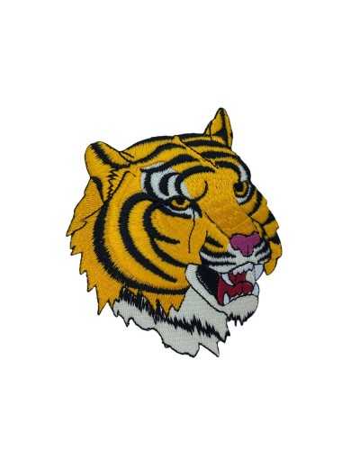Iron-on Application Marbet Patch Tiger Head Embroidery Yellow Black 85x100 Mm