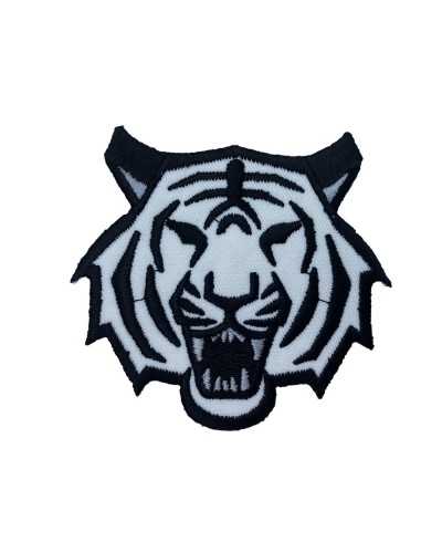 Application Patch Iron-on Patch Fabric Embroidery Tiger Head Lurex Ears 8x7 Cm