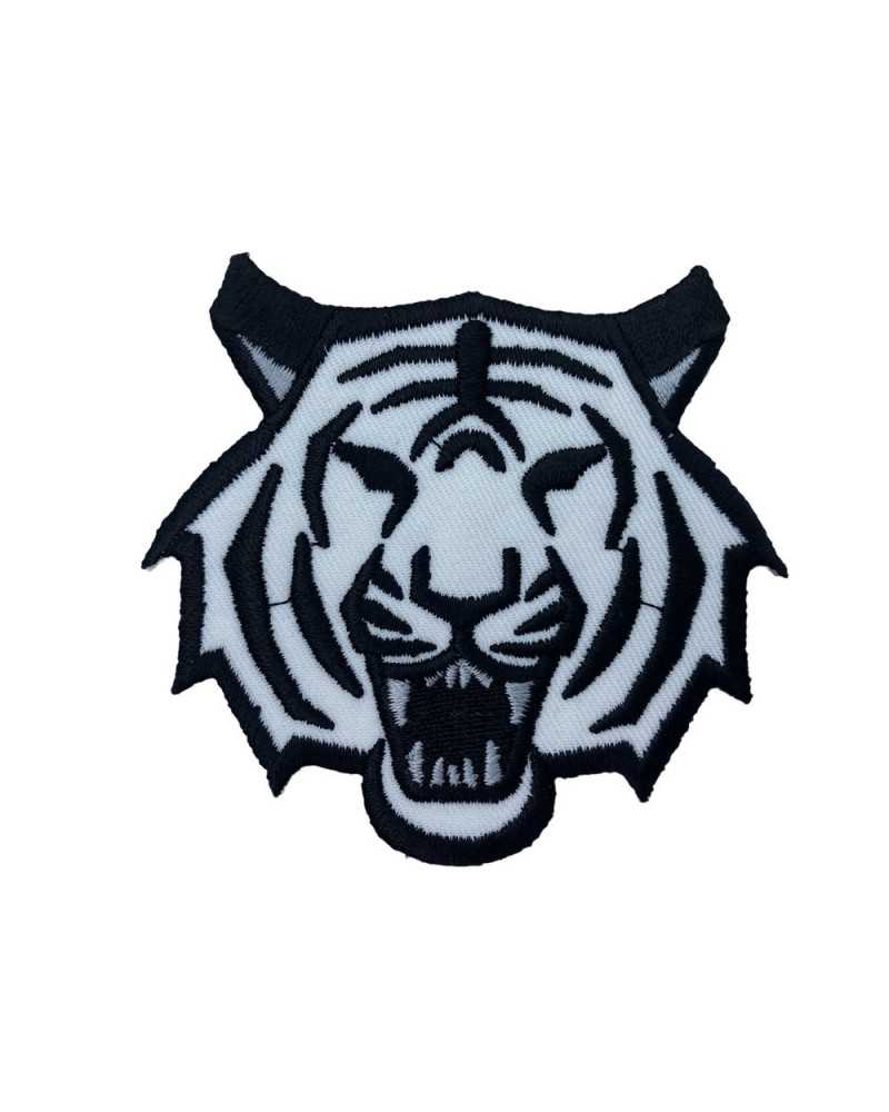 Application Patch Iron-on Patch Fabric Embroidery Tiger Head Lurex Ears 8x7 Cm