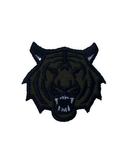Applikationspatch zum Aufbügeln, Stoff, Stickerei, Tigerkopf, 50 x 45 mm