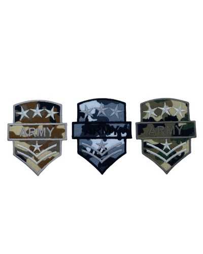 Anwendung: Aufnäher zum Aufbügeln, militärische Tarnung, Stoffstickerei, ARMY-Sterne, Güteklasse 55 x 70 mm