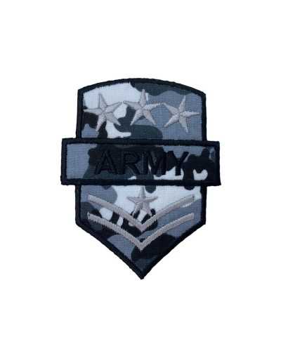 Applicazione Termoadesiva Patch Tessuto Mimetico Militare Ricamo ARMY Stelle Grado 55x70 Mm