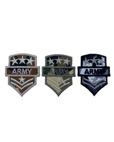 Aplicación Parche Termoadhesivo Tela Camuflaje Militar Bordado Pequeño ARMY Estrellas Grado 3x4 Cm