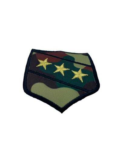 Application Écusson Thermocollant Broderie Camouflage Tissu Écusson Militaire Étoiles Dorées 55x60 Mm