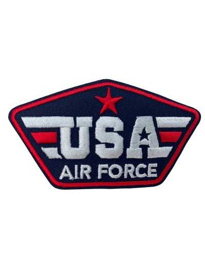 Anwendung Blauer Aufnäher zum Aufbügeln mit Stickerei „USA AIR FORCE Red Star“ 85 x 45 mm