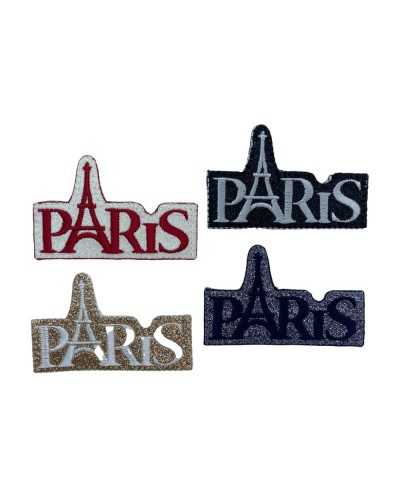 Ecusson Application Ecusson Paillettes Lurex Brodé Paris Ecrit 70x45 Mm