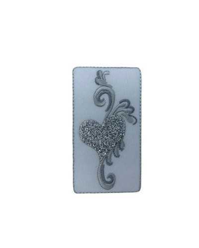 Thermoadhesive Application Embroidered Glitter Lurex Heart Patch 7x4 Cm
