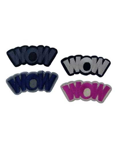 Application Patch Iron-on Patch Fabric Embroidery WOW 60x25 Mm