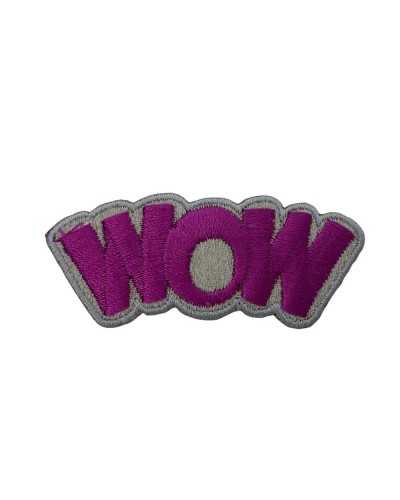 Application Patch Iron-on Patch Fabric Embroidery WOW 60x25 Mm