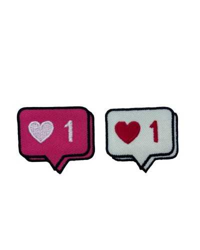 Aplicación Parche Bebé Termoadhesivo Bordado Mensaje SMS Corazón N.1 Cm 4x4