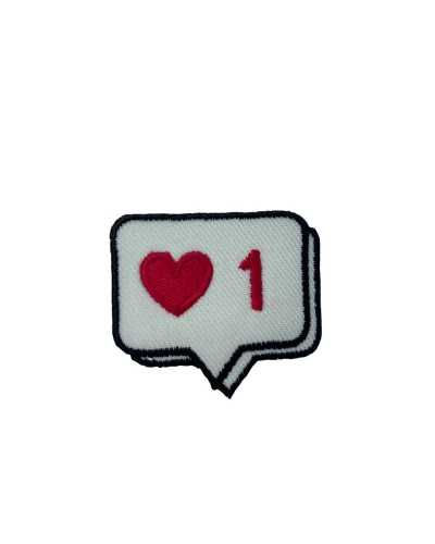 Applicazione Toppa Patch Termoadesiva Baby Ricamo Messaggio SMS Cuore N.1 Cm 4x4