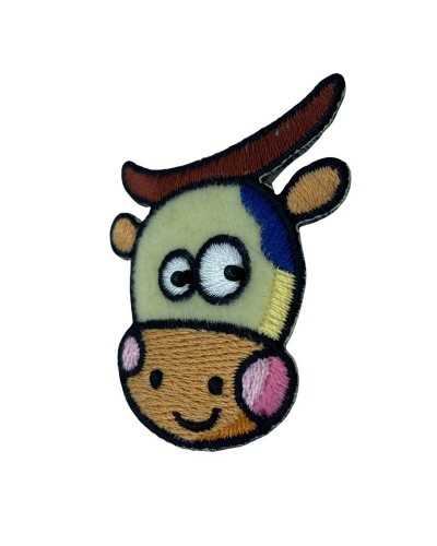 Application Thermoadhésive Broderie Patch Tête Bébé Taureau 4x4 Cm
