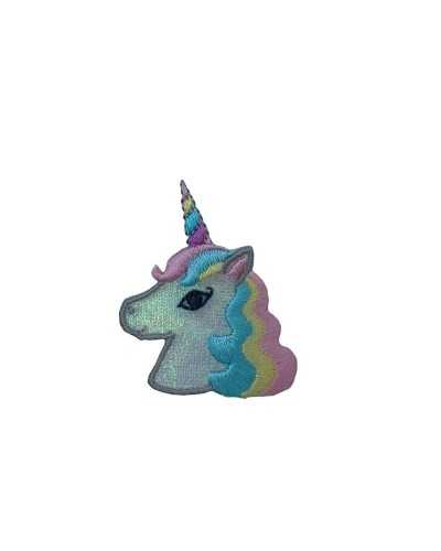 Anwendung: Einhornkopf-Stickerei, glitzernder thermoklebender Aufnäher, 5 x 4 cm