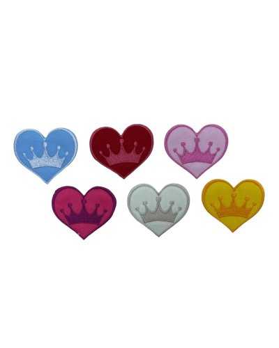 Ecusson Thermocollant Bébé Coeur Broderie Couronne 45x40 Mm