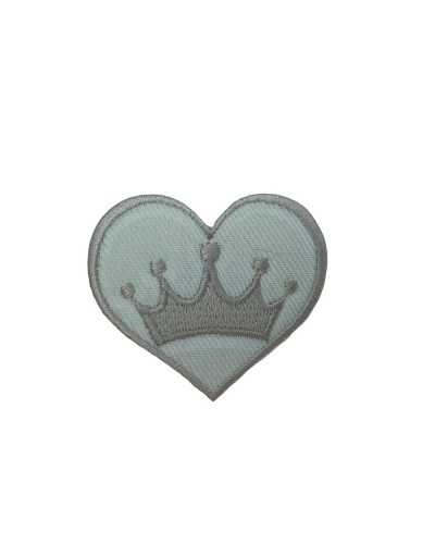 Parche Termoadhesivo Corazón Corona Tela Bordada 45x40 Mm