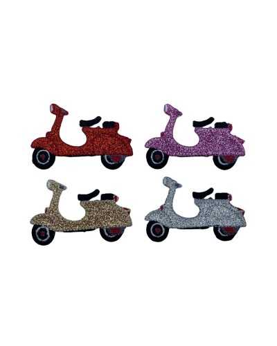 Application Vespa Ecusson Thermocollant Glitter Moto Broderie 6x4 Cm