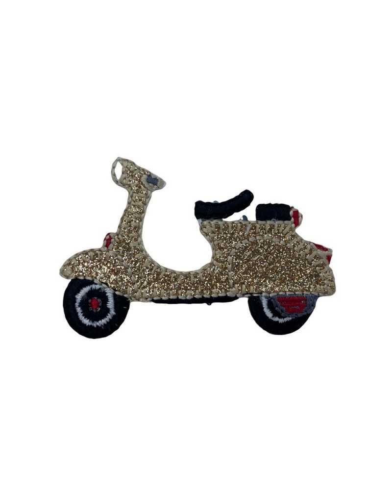 Application Vespa Ecusson Thermocollant Glitter Moto Broderie 6x4 Cm
