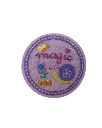 Aufnäher mit Rosenapplikation, Schriftzug, Stickerei für Babys, thermoadhäsiv, runder Aufnäher, 5 cm
