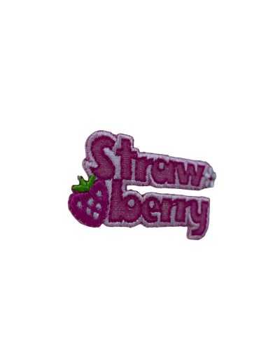 Application Embroidery Pink Strawberry Lurex Patch Patch 5x2 Cm