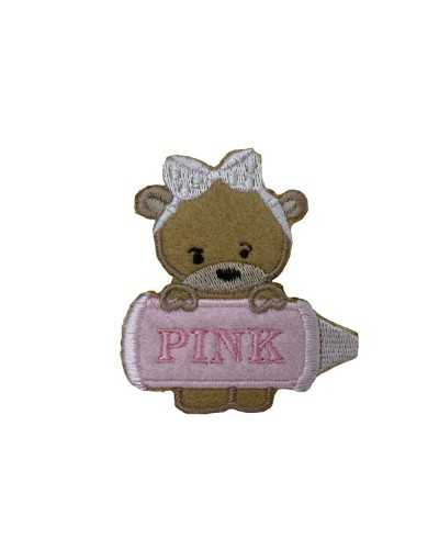 Thermoadhesive Application Beige Bear Baby Bottle Colors 6x6 Cm