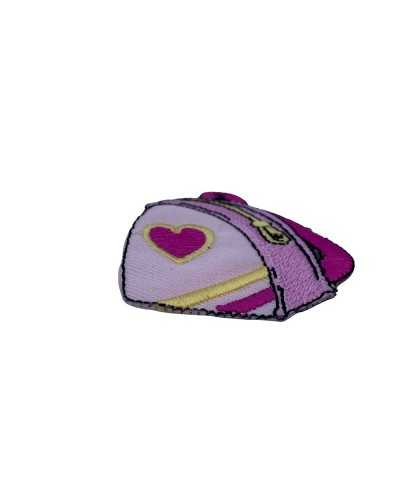 Thermoadhesive Application Pink Backpack Heart Embroidery Patch 5x6 Cm