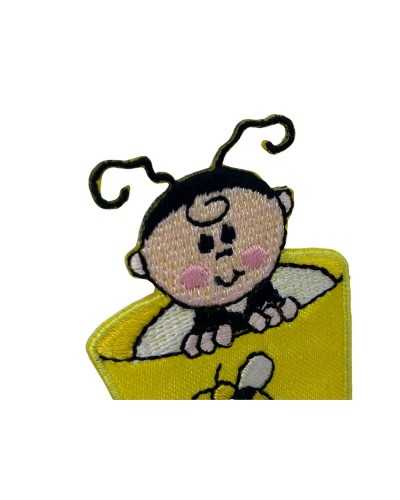 Application Thermoadhésive Broderie Patch Coupe Jaune Satin Abeille 65x40 Mm