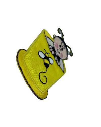 Thermoadhesive Application Embroidery Patch Cup Yellow Satin Bee 65x40 Mm