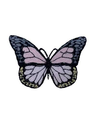 Aufnäher zum Aufbügeln, rosa Schmetterling, Stickerei, 7 x 5 cm