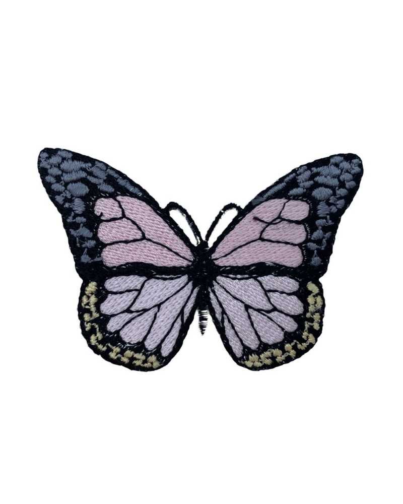Application Thermocollante Ecusson Broderie Papillon Rose 7x5 Cm