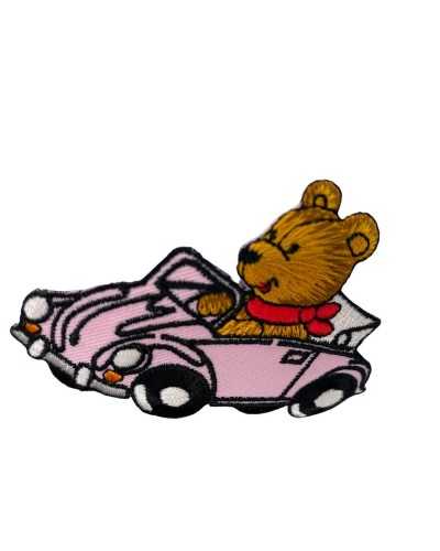 Application Iron-on Patch Embroidery Machine Bear Pink Beetle 8x6 Cm
