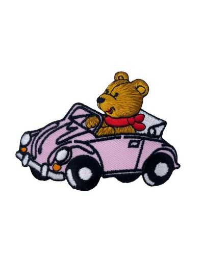 Application Iron-on Patch Embroidery Machine Bear Pink Beetle 8x6 Cm