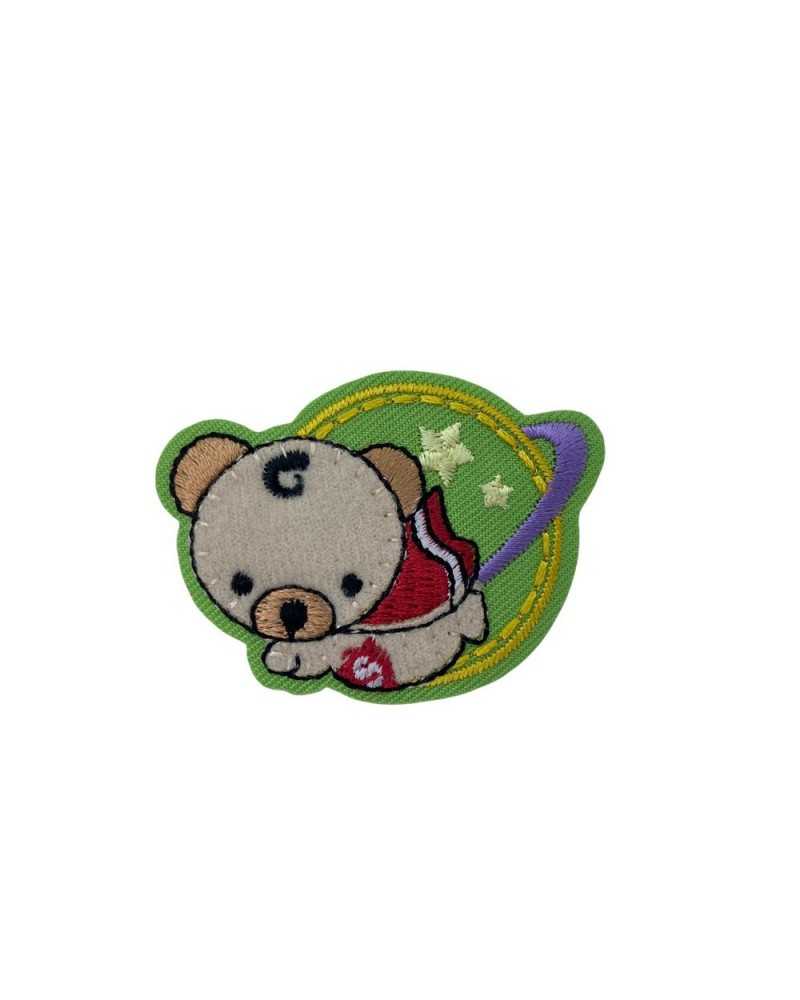 Thermoadhäsiver Aufnäher für Babys, bestickt, Bär, Sternenwelt, 55 x 40 mm