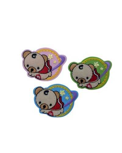 Thermoadhesive Application Patch Baby Embroidered Bear Star World 55x40 Mm