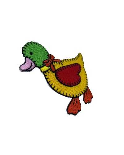 Applicazione Termoadesiva Patch Ricamo Papera Colorata 6x6 Cm