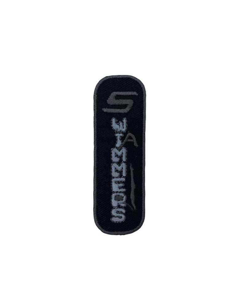 Iron-on Application Black Patch Gray Embroidery Written 80x25 Mm