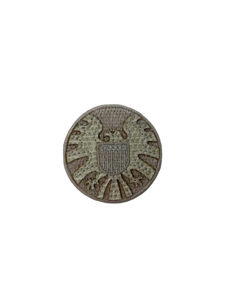Applicazione Termoadesiva Patch Toppa Tonda Beige Ricamo Aquila USA 4 Cm