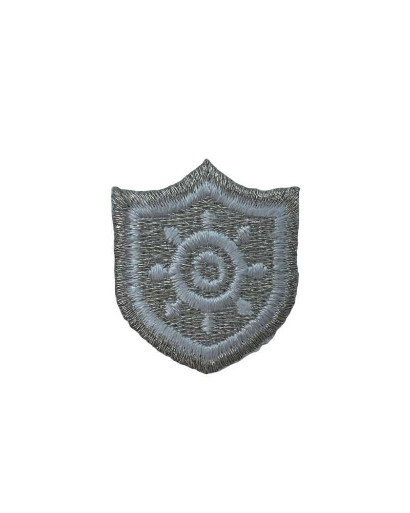 Aplicación Termoadhesiva Escudo Lurex Plata Bordado Timón Blanco 30x35 Mm