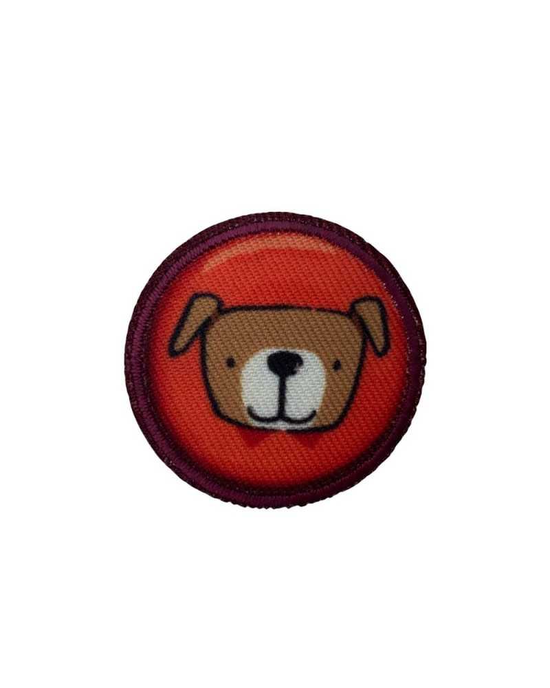 Patch Broderie Application Adhésif Thermoadhésif Rond Bébé Chien 4 Cm