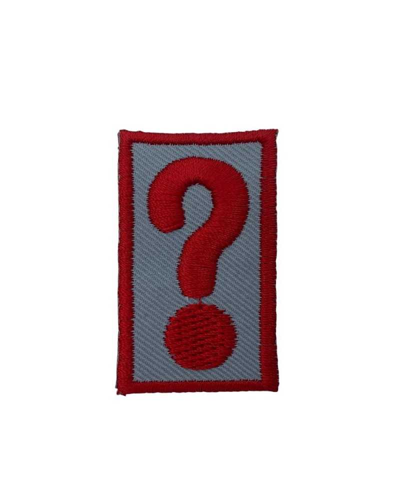 Aplicación Parche Termoadhesivo Bordado Signo De Interrogación Rojo 5x3 Cm