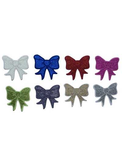 Applikationspatch mit glitzernder Schleife, thermoadhäsive Baby-Kokarden-Stickerei, 5 x 5 cm