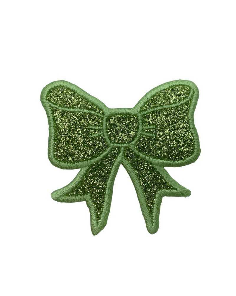Applikationspatch mit glitzernder Schleife, thermoadhäsive Baby-Kokarden-Stickerei, 5 x 5 cm
