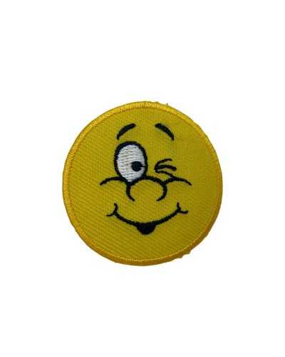 Parche Termoadhesivo Aplicación Sonrisa Cara Sonrisa Amarilla Redondo 4 Cm