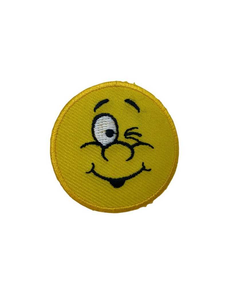 Parche Termoadhesivo Aplicación Sonrisa Cara Sonrisa Amarilla Redondo 4 Cm
