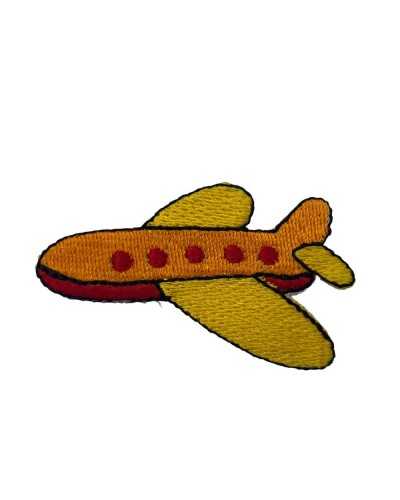 Application Écusson Thermocollant Broderie Avion Coloré 50x25 Mm