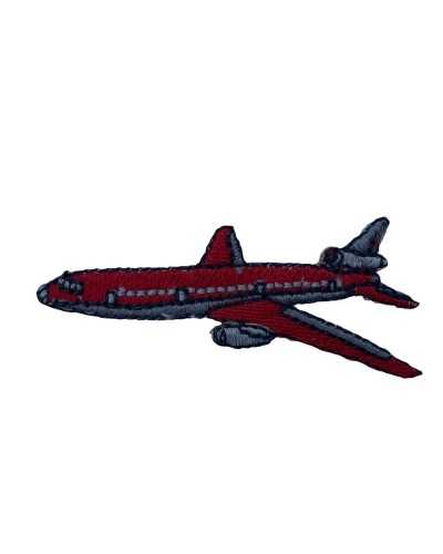 Aufnäher zum Aufbügeln, Stickerei, Flugzeug, 60 x 25 mm