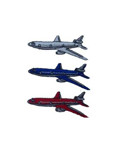 Aufnäher zum Aufbügeln, Stickerei, Flugzeug, 60 x 25 mm