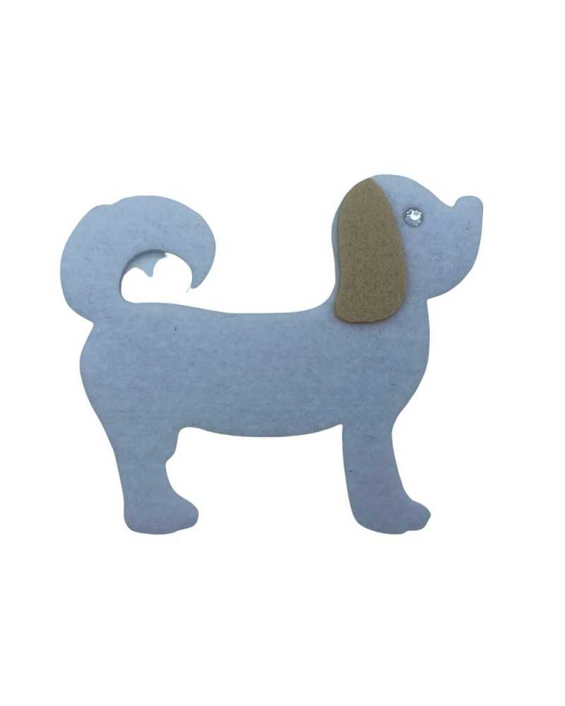 Applicazione Termoadesiva Patch Cane Feltro Strass 8x6 Cm